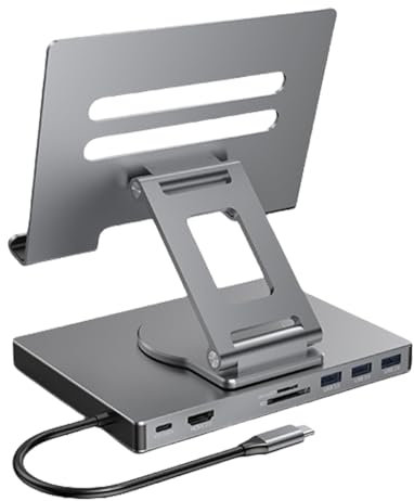 8/9 In 1 Docking Stations Tablets Stand Holder USB Type C USB3.2 Card Reader 3.5MM Foldable Rotatable Desktop