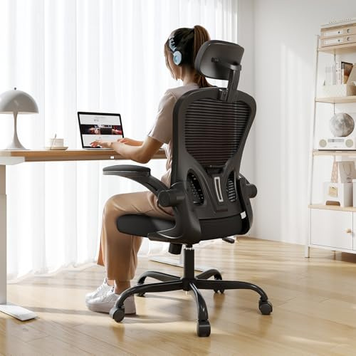 Synorla Ergonomischer Bürostuhl Schreibtischstuhl mit Lendenstütze, Schwarz