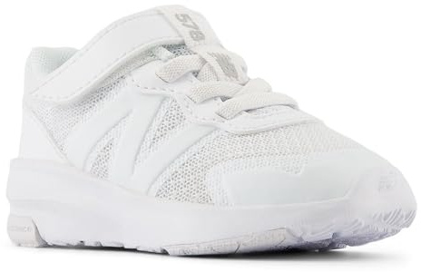 New Balance Boy's Unisex Kids 578v1 Bungee Lace with Top Strap Sneaker, White/White, 7 UK Child