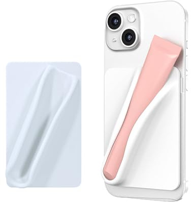 Shirene Lip Gloss Handyhülle,Lippenstifthülle mit Lipglosss-Halterung,Silikon-Lipgloss-Halterung für Handyhüllen mit Selbstklebefunktion,Universell Kompatibel mit iPhones und Android-Handys,Weiß
