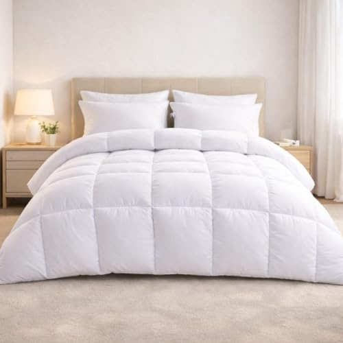Anti Allergy King Size Duvet 10.5 Tog - All Season Fluffy Quilt Luxury Hotel Quality Hollowfibre Ultra Soft Skin Friendly Warm Cosy Quilt Machine Washable