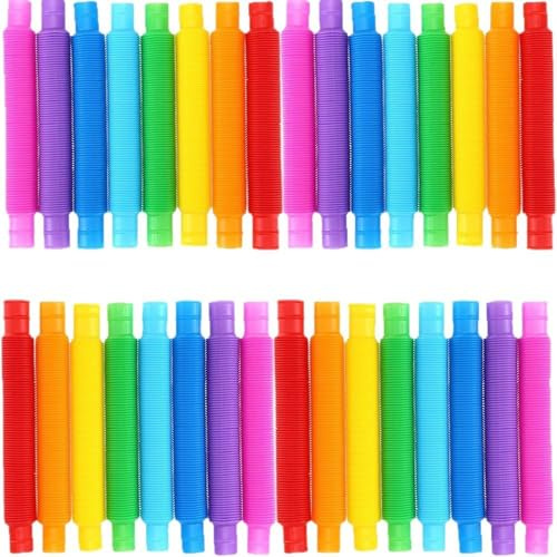 Ram® 20 x Colourful Pop Tube Toy Kids Fun Bendable Sensory Stretch Tubes Pull Pipes Party Toy Stress Release Fidget
