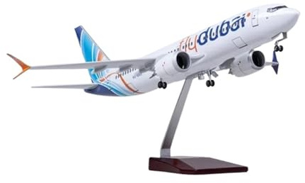 BMAONZ 1/85 Für 737MAX B737 MAX Fly Dubai W Light and Wheel Statisches Resin-Flugzeugmodell Dekorative Serie Miniatur Modelle(Without Light)