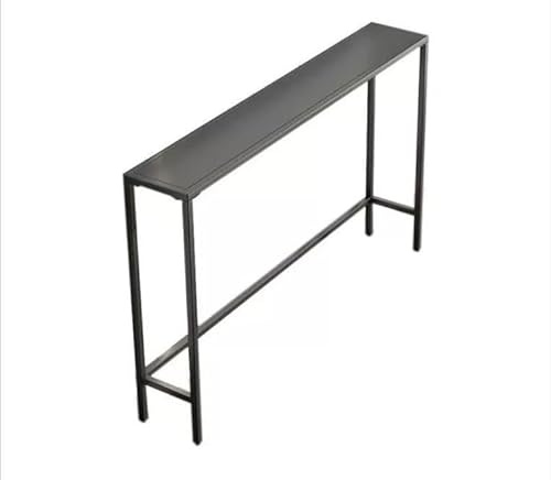 TGTHDD Table console fine noire avec étagères en bois massif à 2 niveaux – Table d'appoint haute et étroite pour canapé d'entrée (noir, 100 x 75 cm)