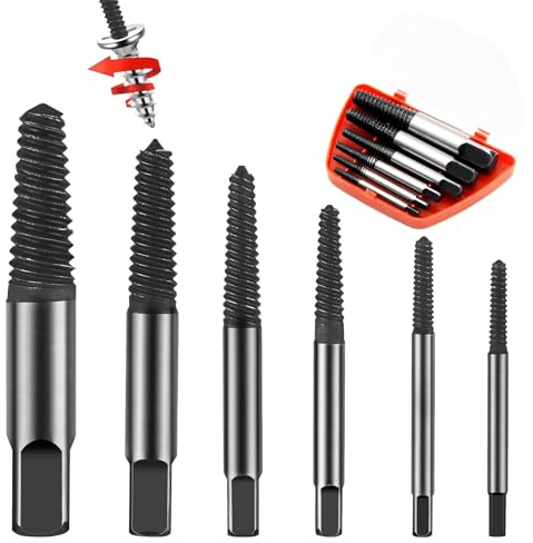 Cryptisg 6 Pezzi Estrattore Viti Danneggiate, Robusto e Durevole Materiale in Acciaio al Carbonio, Screw Extractor di Alta Qualità e Raffinato, per Prigioniere, Bulloni, Bloccate, Spanate