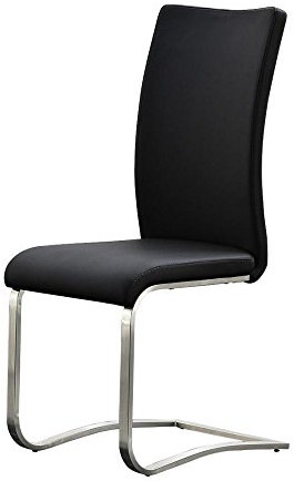 Robas Lund Esszimmerstuhl 2-er Set schwarz, Stuhl belastbar bis 130 kg, mit Kunstlederbezug, Gestell Edelstahl, 52l x 43b x 103h centimeters
