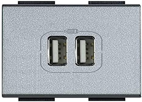 BTicino Light NT4285C2 Caricatore USB 2 Posti per Cellulare, Smartphone, Tablet e Similari
