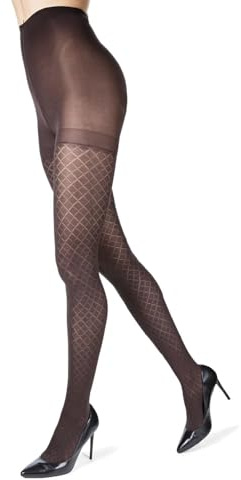 MeMoi Diamond Argyle Control Top Tights Dark Chocolate Q1/Q2