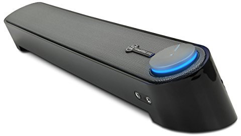 GOgroove Barra di Suono Soundbar Computer USB Altoparlante Subwoofer Passivo con Design Angolato per una Proiezione Potente del Suono, Jack da 3.5mm per Cuffie + Microfono e Controllo Volume - Nero