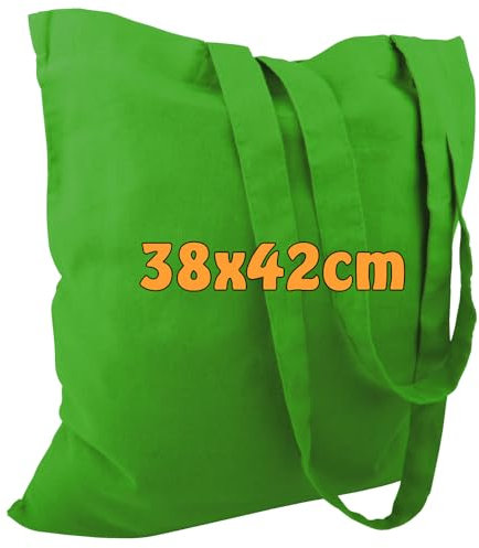 Cottonbagjoe 25 Baumwolltaschen Apfelgrün 38x42 cm – Unbedruckt mit langen Henkeln – Ideal zum Bedrucken & Beplotten – OEKO-TEX® STANDARD 100 zertifiziert