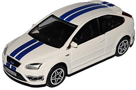 Bburago Ford Focus ST Weiss Blaue Streifen 2. Generation 2004-2010 1/43 Modell Auto