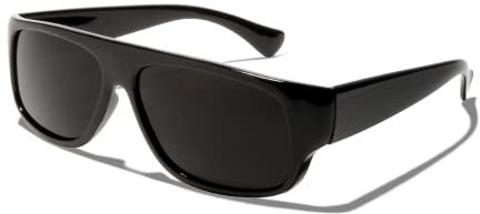 ShadyVEU Basik Eyewear – Super Original Old School Eazy E Gangster Dark Lens Sonnenbrille, Schwarzer Rahmen / Super Dark Black Lens, Medium