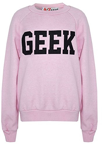 A2Z 4 Kids Boys Girls Geek Print - Sweat Shirt Geek Baby Pink 11-12