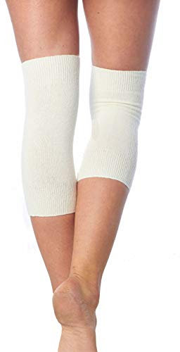 CzSalus Offerta 4 pz Ginocchiera o gomitiera Elastica con Calda Lana d'Angora (Ecru, Unica)