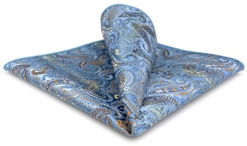 Shlax&Wing Blau Einstecktuchs Herren Paisley Seide Groß Einstecktücher 32cm Groomsmen