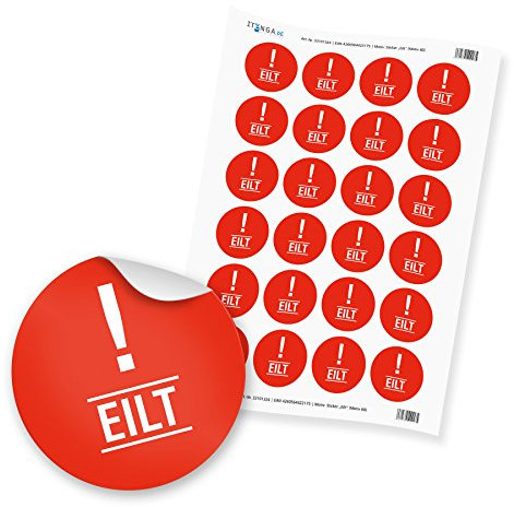 24 x itenga Hinweis Aufkleber Sticker „Eilt“ (Motiv 60)