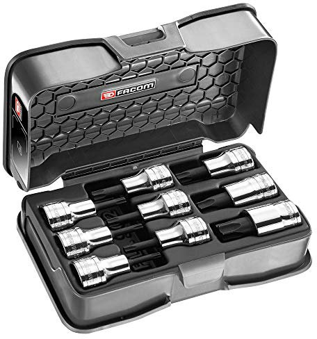 Facom AMEX. 3 A Torx Screwdriver Socket Set, 1/2 tx20-60, Black, Set of 9 Pieces