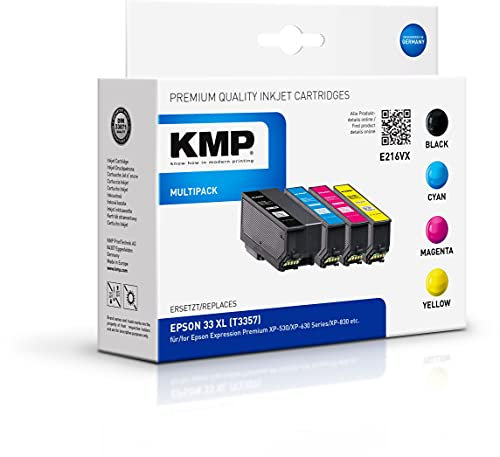 KMP Know How in modern Printing Patrone Epson T3357 Multipack 400-650S. E216VX Refilled 1633.4055 Cyan Fotoschwarz Gelb Magenta Schwarz Unbekannt