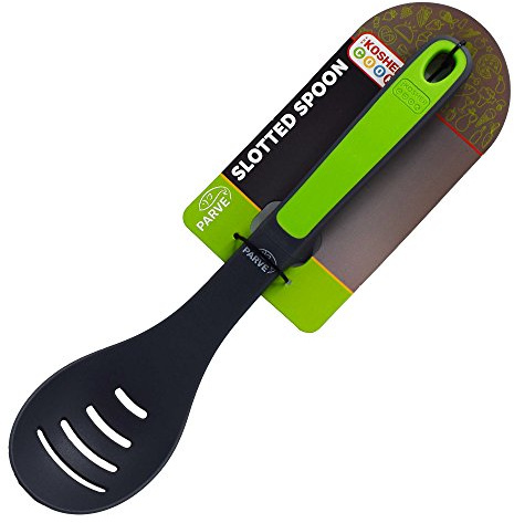 The Kosher Cook Parve Schaumlöffel Heavy Duty Silikon-Misch- und Servierbesteck mit ergonomischem Handgriff und bequemem Griff zum Kochen und Backen Farbe Coded Kitchen Tools Grün