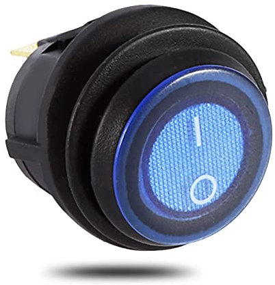 Keenso 3 pines interruptor basculante, 12 V 16 A interruptor de encendido/apagado redondo con luz LED azul para coche camión interruptor de control botón de encendido y apagado