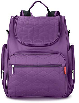 SONARIN Multifunktions Baby Wickelrucksack mit Nappy Wickelauflage und Kinderwagen Strap,Reise-Rucksack-Organizer,Wasserdicht, Große Kapazität, Stilvoll und Langlebig,Ideal Geschenk(Lila)