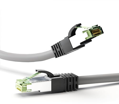 goobay 55144 Câble patch RJ45, Cat 8.1, câble réseau, Ethernet, câble Playstation, câble Xbox, câble LAN, DSL, Highspeed, connecteur RJ45, gris, 25 mètres