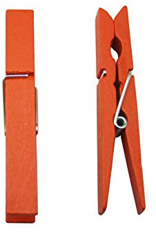 Wuuycoky Wood Craft Lot de 25 pinces à linge avec ressort Orange 7,4 cm