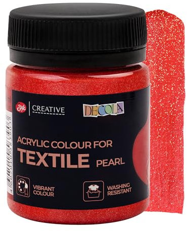 Decola - Rote Glitzer Effekt Textilfarbe 50ml | Hochpigmentierte Textilfarben Waschmaschinenfest | Hergestellt von Nevskaya Palitra