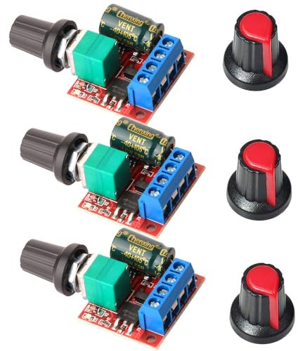Gebildet 3pièces Mini Moteur Contrôleur de Vitesse, PWM Regulateur de Vitesse, DC 5V-35V 5A Réglable PWM Commutateur, 6V 12V 24V Interrupteur Variateur de Vitesse avec Indicateur LED