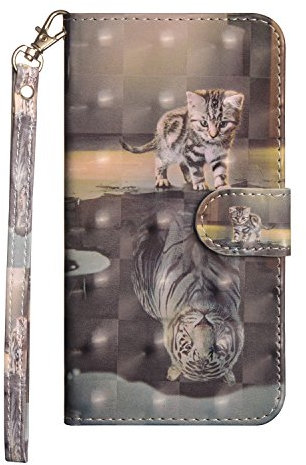 Huzhide iPhone 11 Pro Max Case 2019 6.5 Inch, 3D PU Leather Wallet Phone Case Flip Soft TPU Shockproof Shell Slim Fit Protective Cover for iPhone 11 Pro Max with Card Holder Magnetic Stand - Cat