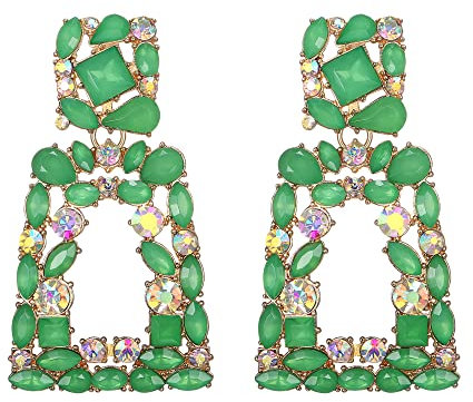 EVER FAITH Große Quadratisch Ohrringe Sommer Strand Stil geometrische Kristall tropfen böhmische Ohrhänger mit erhöhtem Design Grün