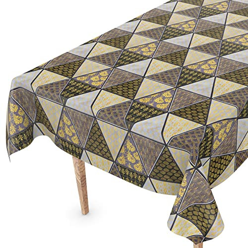 Tischdecke abwaschbar Wachstuch Wachstuchtischdecke 100 x 140cm Schnittkante Futuristik Schwarz Gold pflegeleicht