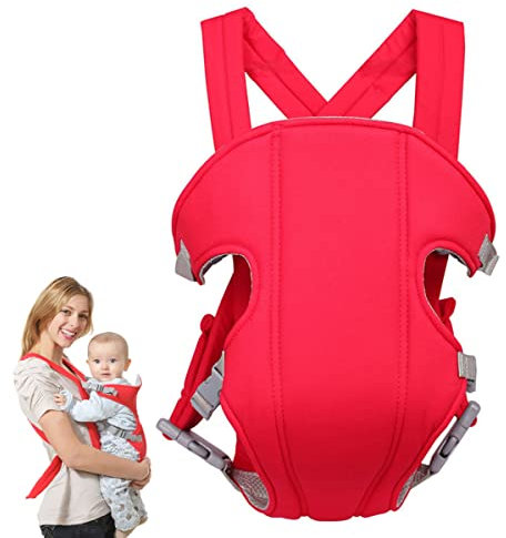 Tragetuch Baby Neugeboren, Xiuyer Babytragetuch Verstellbar Babytrage Atmungsaktiv Babytrage Neugeborene Ab Geburt Für 3-10kg Säugling Kleinkind Rot Tragetuch Baby, Tragetuch Baby Neugeboren