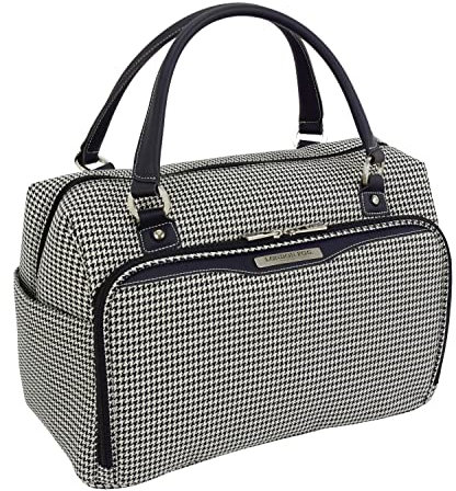 LONDON FOG Oxford III Kabinentasche, Schwarz-Weiß, Handgepäck, 43,2 cm, Schwarz-Weiß, Carry-On 17-Inch, Oxford III Kabinentasche, 43,2 cm
