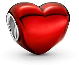 Femme Charms Coeur rouge métallique Argent Sterling 925 Pendentif avec Zircon Cubique pour Bracelet