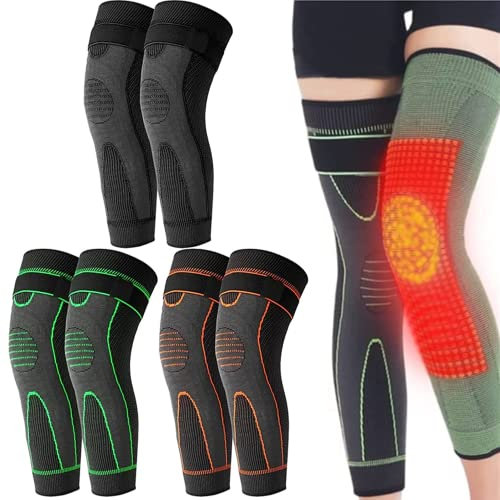 KNEECA Ginocchiera Autoriscaldante per Digitopressione in Tormalina,Ginocchiere Modellanti per Digitopressione in Artemisia,Ginocchiera Elastica Alta 3D Supporto Manicotto di Compressione (M,3 colori)
