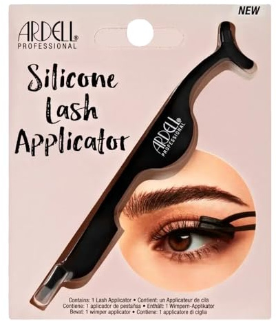 Ardell Silicone Eyelash Applicator Tool, Tweezers for Eyelash Grouping, Eyelash Strip Application, Soft Grip and Durable Design, Black
