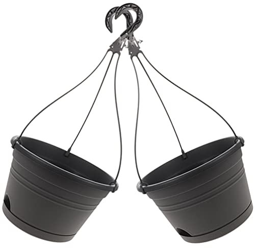 Happyyami Pots De Départ Jardinière Suspendue en Plastique 2 Pièces avec Garde-Corps Mur Jardinière Panier Jardin Balcon pour Plantes D'intérieur Et D'extérieur (Noir)