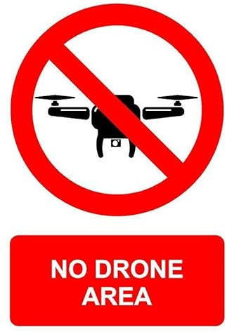 No drone area safety sign - 1mm flexible Plastic sign (200mm x 150mm)