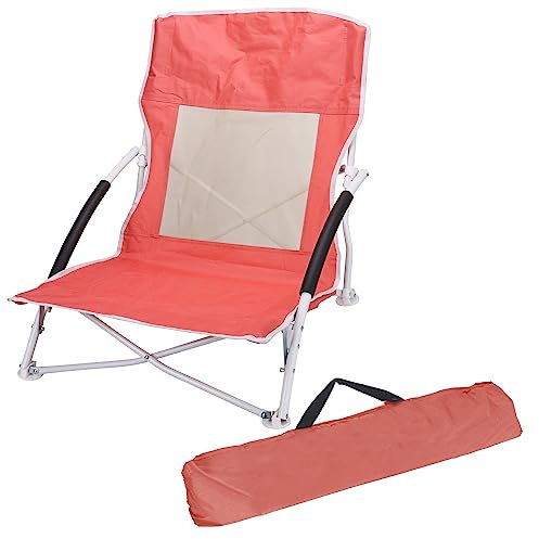Cleanlevel EST 2016 Strandstuhl Sonnenstuhl Campingstuhl Klappstuhl Liegestuhl - faltbar mit Netzbelüftung bis 110kg Urlaub Liegestuhl Polyester Camping Urlaub Apricot 1 Stück