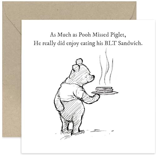 Lustige Geburtstagskarten für Männer und Frauen – lustige Winnie Pooh Bacon BLT Sandwich-Geburtstagskarte für Vater, Bruder, Sohn, Onkel, Schwester, Freund – lustiges Bär-Geburtstagsgeschenk für Sie