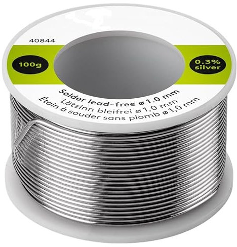 CABLEPELADO Carrete de estaño, Alambre de Soldadura de Estaño, Hilo de Soldar, Estaño para soldar, Estaño (Sn) 99%, Plata 0.3%, Cobre (Cu) 0.7%, Diámetro de 1.0 mm, 100 gramos