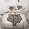 WQIZXCW Wikinger Bettwäsche 135x200 - Viking Motiv, Weiche und Angenehme Microfaser Bettbezug Set 2 Teilig, 1 Kissenbezug 80x80, mit Reißverschluss, Wendebettwäsche & Zimmer Deko
