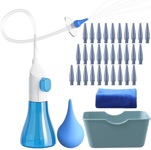 Litinliv Rimozione Cerume Orecchie, Kit per Pulizia Orecchie con 31 Punta, Siringa per l'Orecchio, Asciugamano, Vaschetta Orecchio, Lavaggio Orecchie per Adults, Bambini
