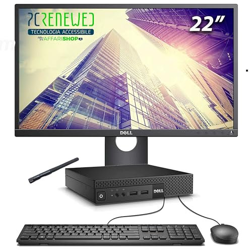 PCRENEWED TECNOLOGIA ACCESSIBILE Postazione completa pc fisso desktop Ricondizionato Dell I5 6400T 8Gb Ram Ssd 240 Windows 10 Pro e OFFICE 2021 Dispaly 22 P2217H WiFi (Ricondizionato)