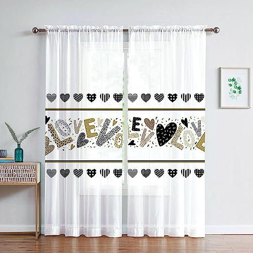 Flächenvorhang Set Schwarz-Weiße Liebesbriefe Moderne Haushalt Schlafzimmer Balkon Wärmedämmung 3D-Druck Vorhang Panel Home Decor Vorhänge Für Wohnzimmer Bedroom Children's Room 2 X 75 X 16-7Z0Y3R4U7