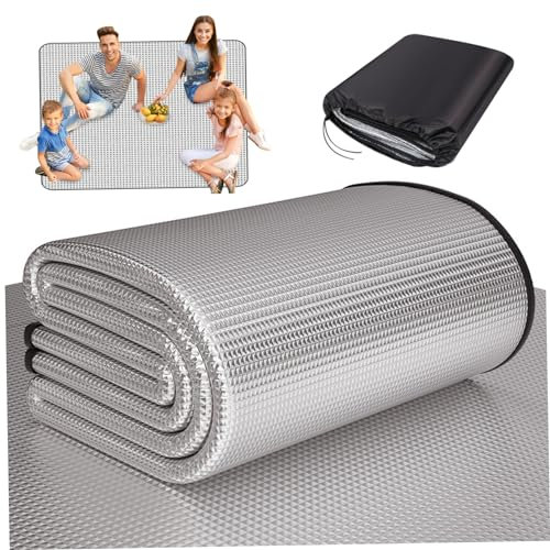 Camping Sleeping Matte Camping Matte 59x78 '' Camping Sleeping Matte Isolierende Aluminiumfolie Zeltmatte wasserdichte Picknickmatte 0.16 '' Dicke Schaumpicknickdecke zur Reflexion von Wärme