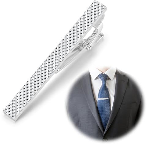 Men's Tie Clip Bar Stainless Steel Silver Necktie Pin Christmas Elegant Tie Bar Pinch Clips Smart Business Man Dad Boyfriend Husband Gift for Valentine's Day Graduation Weddings Birthdays Anniversary