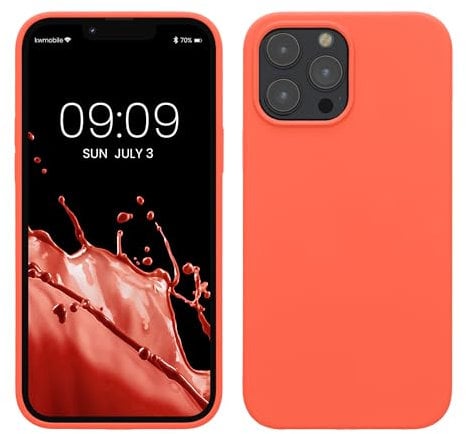 kwmobile Carcasa Compatible con Apple iPhone 13 Pro MAX Funda - Case TPU y Silicona antigolpes - Apto Carga inalámbrica - Coral Brillante