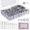 Aluminium-Blindnieten-Set, 890 Stück, Unterlegscheiben, 14 Edelstahl-Größen, flach, Nieten, verschiedene Größen, Sortiment 1/8 Zoll, 3/16 Zoll, 5/32 Zoll, 1/4 Zoll, mit Metallinstrumenten, für Möbel,